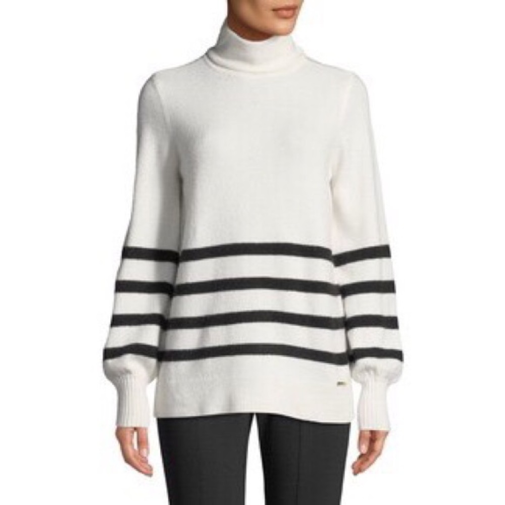 Michael kors white and black striped sweater M